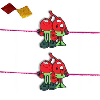 "Kids Rakhi - KID-7170A - 037-(2 RAKHIS) - Click here to View more details about this Product